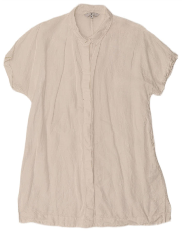 JASPER CONRAN Womens Longline Short Sleeve Shirt Blouse UK 16 Large White