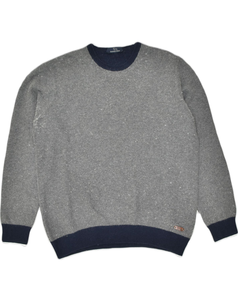 HARMONT & BLAINE Mens Crew Neck Jumper Sweater XL Grey Wool | Vintage | Thrift | Second-Hand | Used Clothing | Messina Hembry 