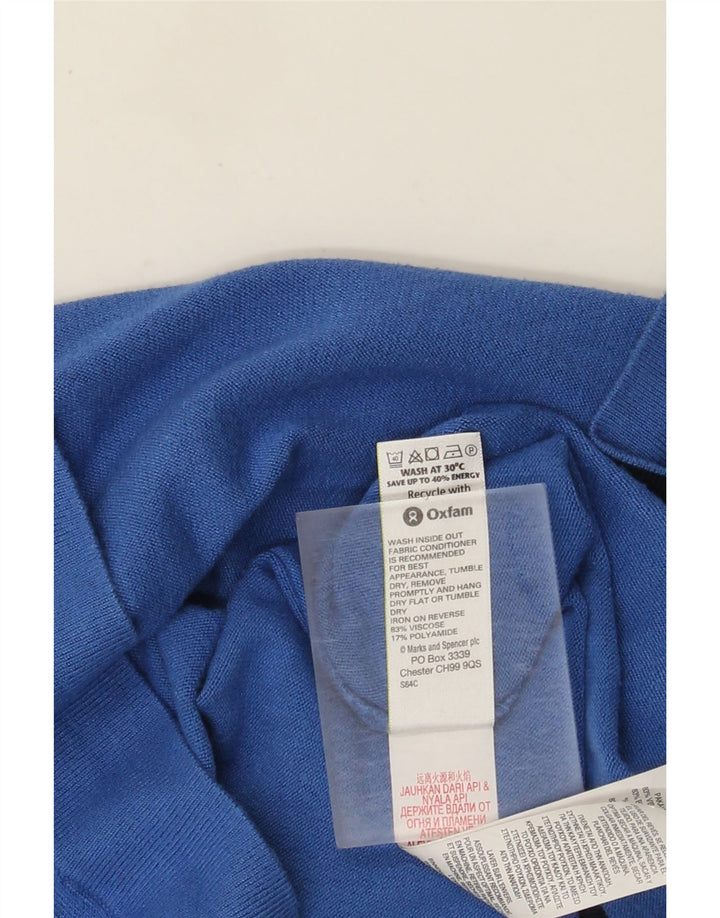 Marks & Spencer Womens Crop Short Sleeve Cardigan Sweater UK 14 Medium Blue