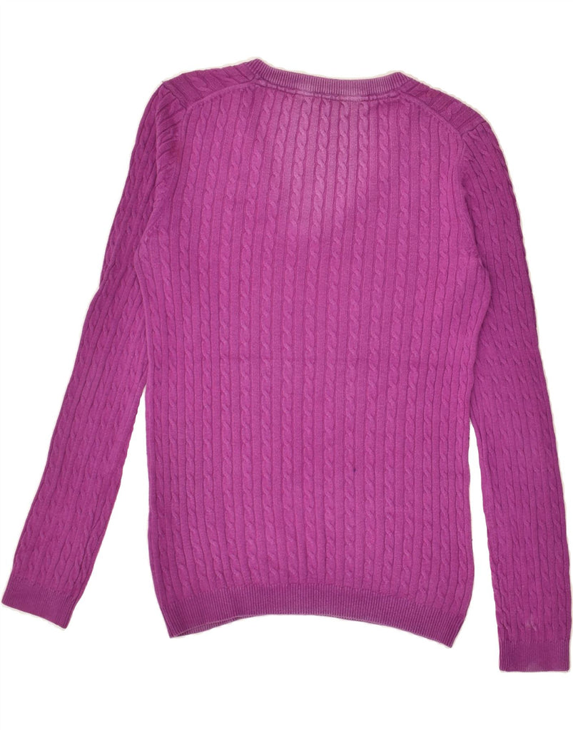 CREW CLOTHING Womens V-Neck Jumper Sweater UK 12 Medium Pink Cotton | Vintage Crew Clothing | Thrift | Second-Hand Crew Clothing | Used Clothing | Messina Hembry 