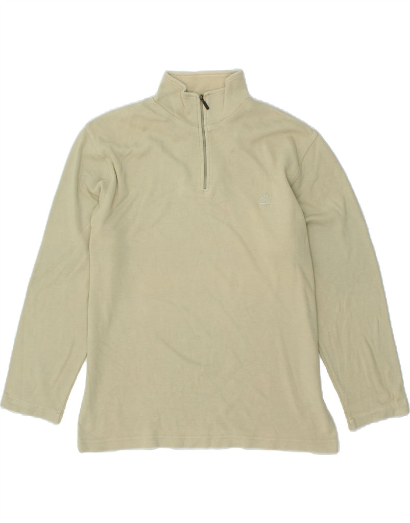 TIMBERLAND Mens Zip Neck Sweatshirt Jumper Small Beige Cotton Vintage Timberland and Second-Hand Timberland from Messina Hembry 
