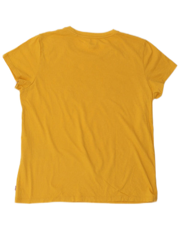 Levi's Womens Graphic T-Shirt Top UK 16 Large Yellow Cotton