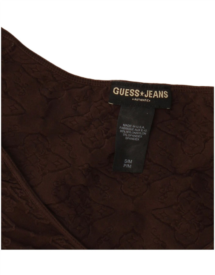 Guess Womens Blouse Top UK 8 Small Brown Floral Nylon