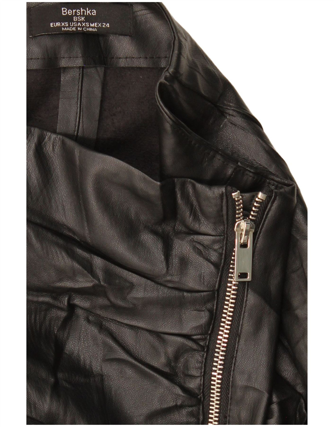 BERSHKA Womens Mini Leather Skirt XS W24  Black