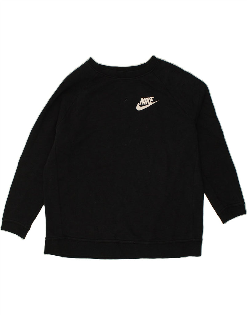 NIKE Womens Sweatshirt Jumper UK 16 Large Black Cotton | Vintage Nike | Thrift | Second-Hand Nike | Used Clothing | Messina Hembry 