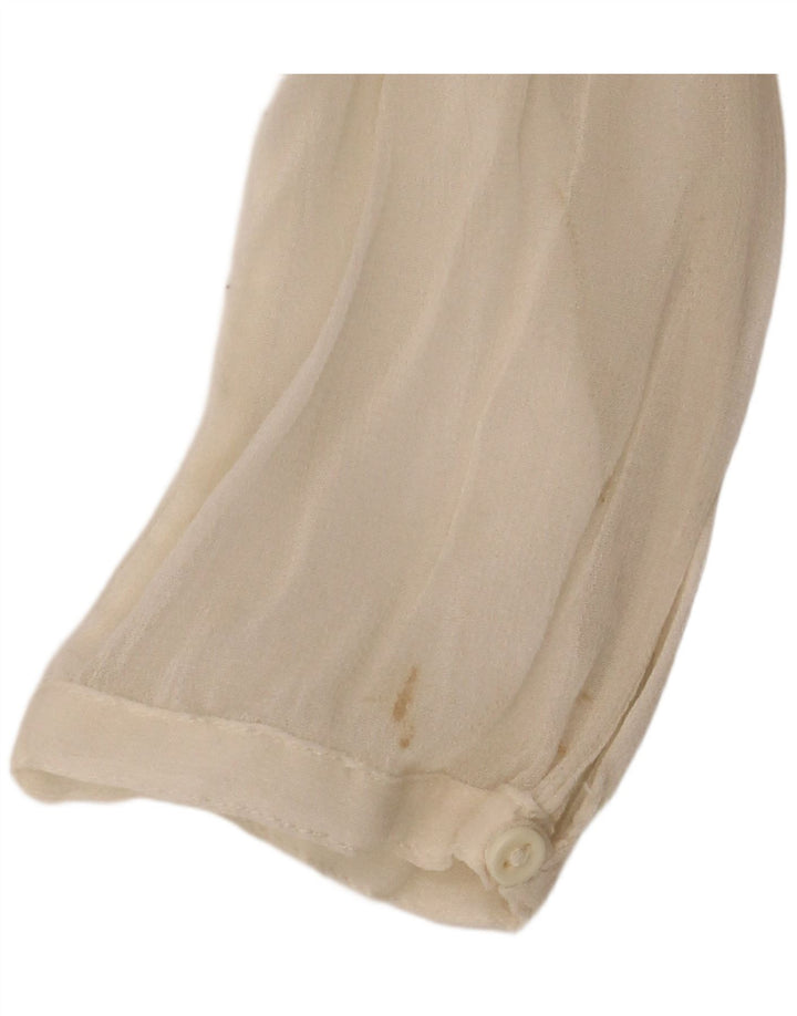 Zara Womens Oversized See Through Long Sleeve Blouse Top UK 10 Small Beige