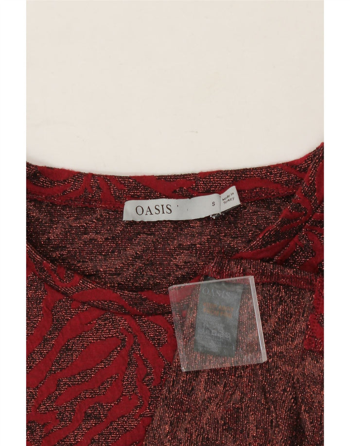 OASIS Womens Oversized Abstract Pattern Blouse Top UK 10 Small Red Vintage Oasis and Second-Hand Oasis from Messina Hembry 