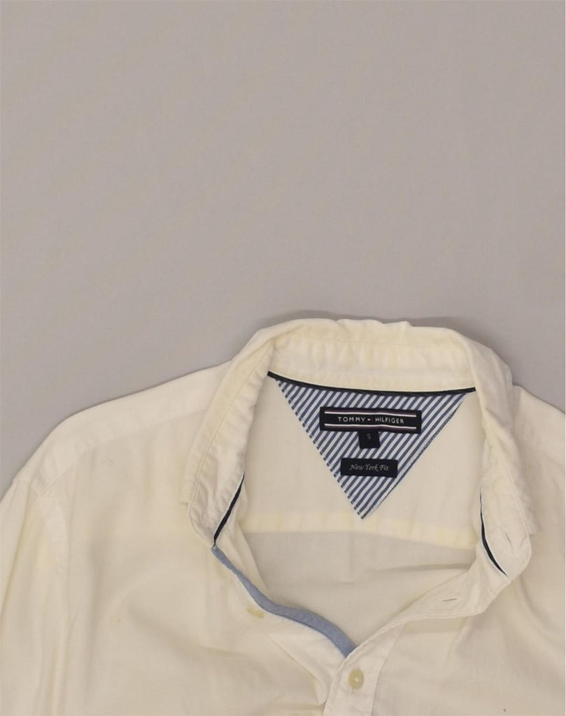 TOMMY HILFIGER Mens New York Fit Shirt Small Off White Cotton | Vintage Tommy Hilfiger | Thrift | Second-Hand Tommy Hilfiger | Used Clothing | Messina Hembry 