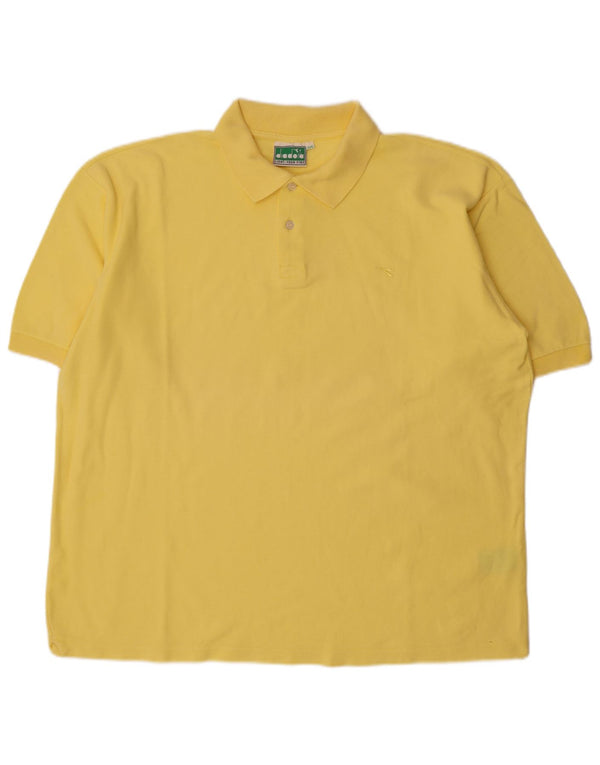 Diadora Mens Polo Shirt IT 54 XL Yellow Cotton