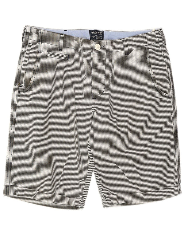 Woolrich Mens Casual Shorts W32 Medium Grey Pinstripe Cotton