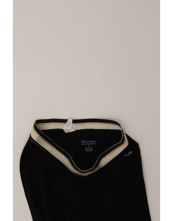 CHAMPION Womens Graphic Leggings UK 14 Large Black Cotton Vintage Champion and Second-Hand Champion from Messina Hembry 