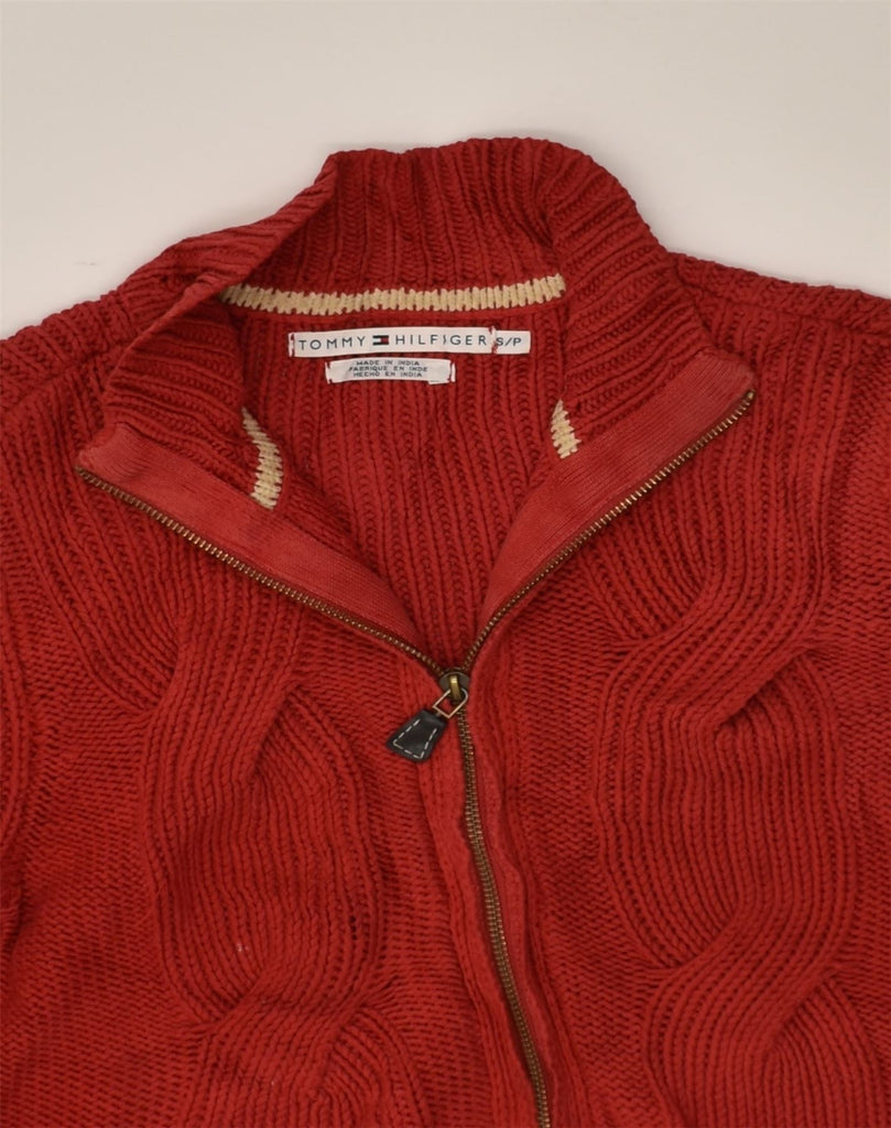 TOMMY HILFIGER Womens Cardigan Sweater UK 10 Small Red Cotton | Vintage Tommy Hilfiger | Thrift | Second-Hand Tommy Hilfiger | Used Clothing | Messina Hembry 