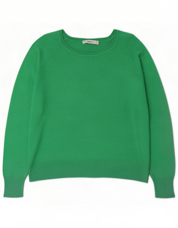 Zara Womens Boat Neck Jumper Sweater UK 14 Medium Green Viscose