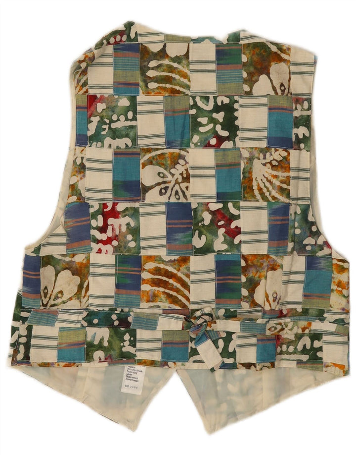 MISS JOY Womens Waistcoat EU 42 Large Multicoloured Patchwork Cotton