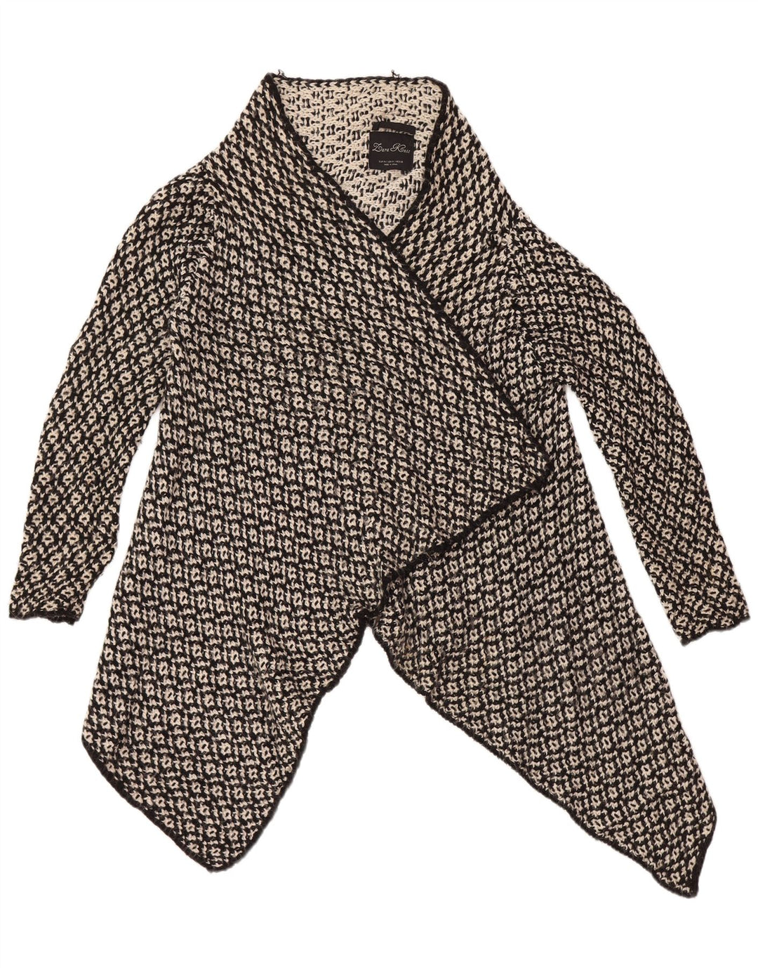 ZARA Womens Oversized Open Cardigan Sweater UK 14 Medium Black Acrylic