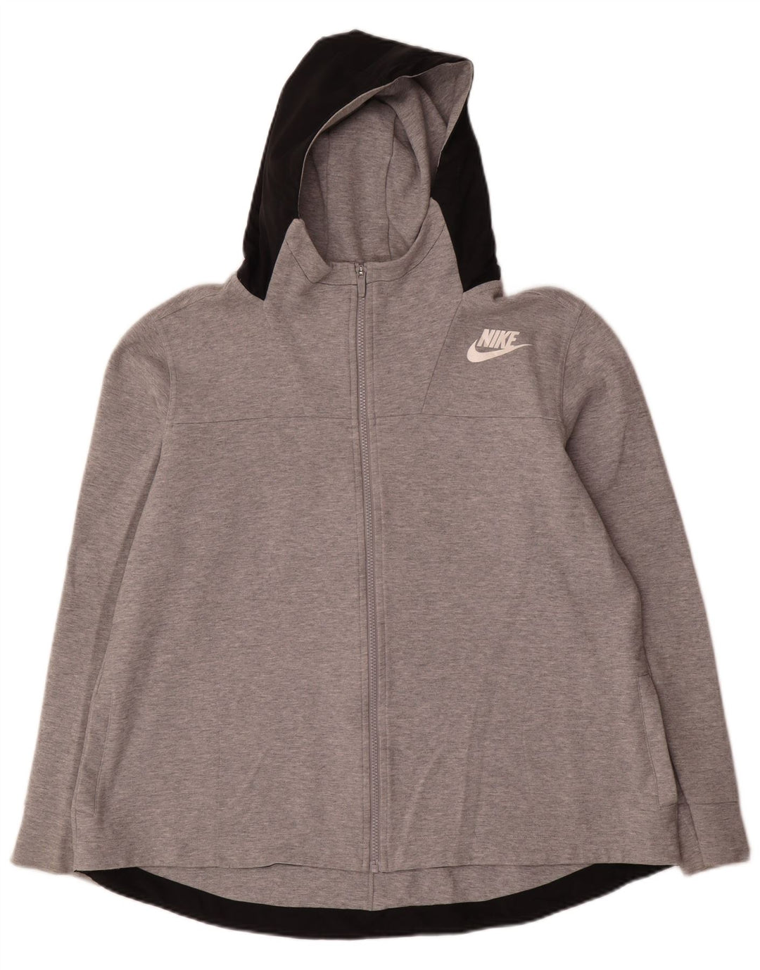 Nike Mens Zip Hoodie Sweater Large Grey Colourblock Cotton