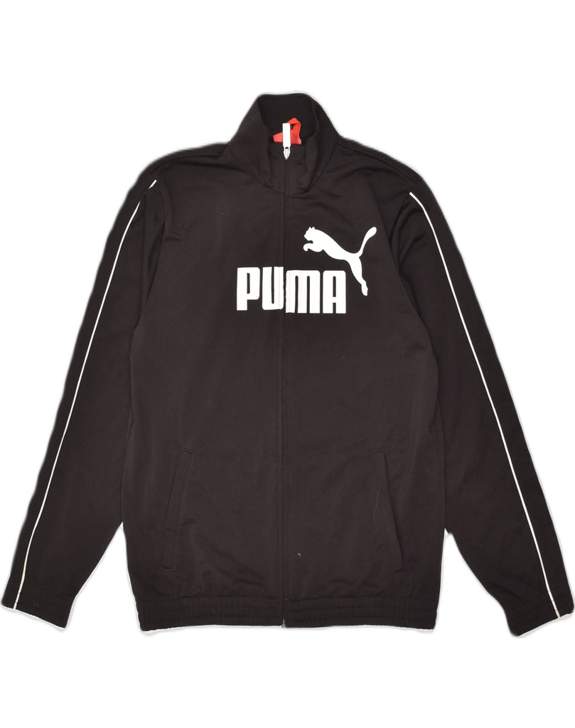 PUMA Boys Graphic Tracksuit Top Jacket 13-14 Years Black Polyester | Vintage Puma | Thrift | Second-Hand Puma | Used Clothing | Messina Hembry 