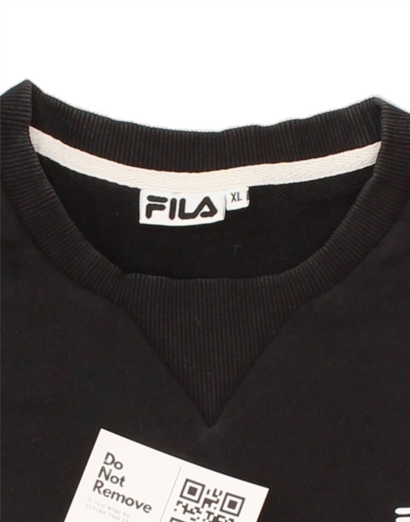 FILA Mens Sweatshirt Jumper XL Black Cotton Vintage Fila and Second-Hand Fila from Messina Hembry 