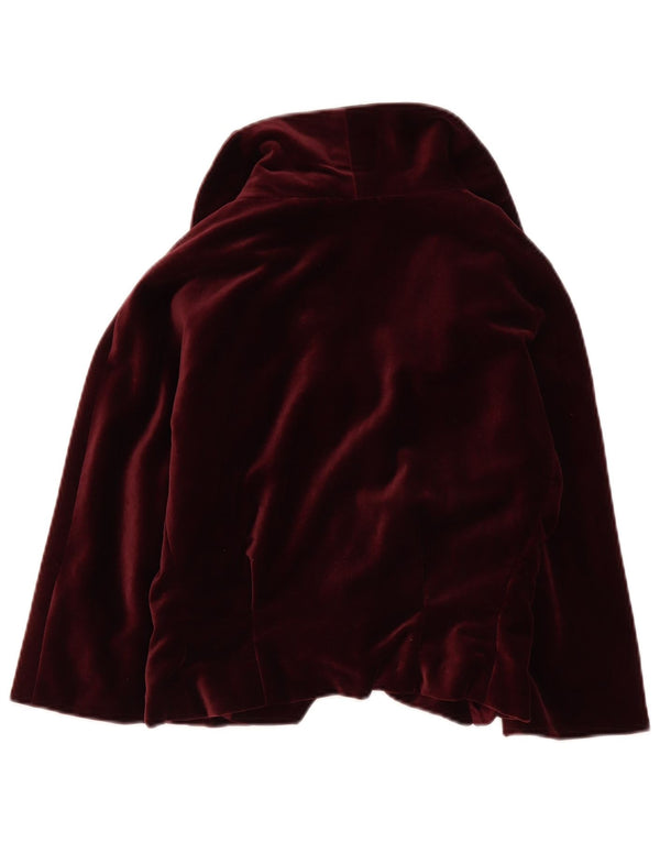 Vintage Womens 3/4 Sleeve Velvet Bolero Jacket UK 12 Medium Burgundy