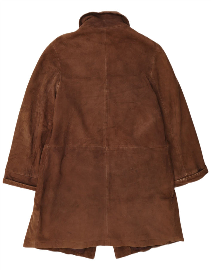 Conbipel Womens Free Heron Suede Overcoat IT 42 Medium Brown Leather