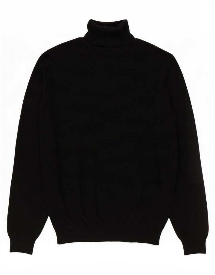 Zara Mens Roll Neck Jumper Sweater Medium Black Viscose