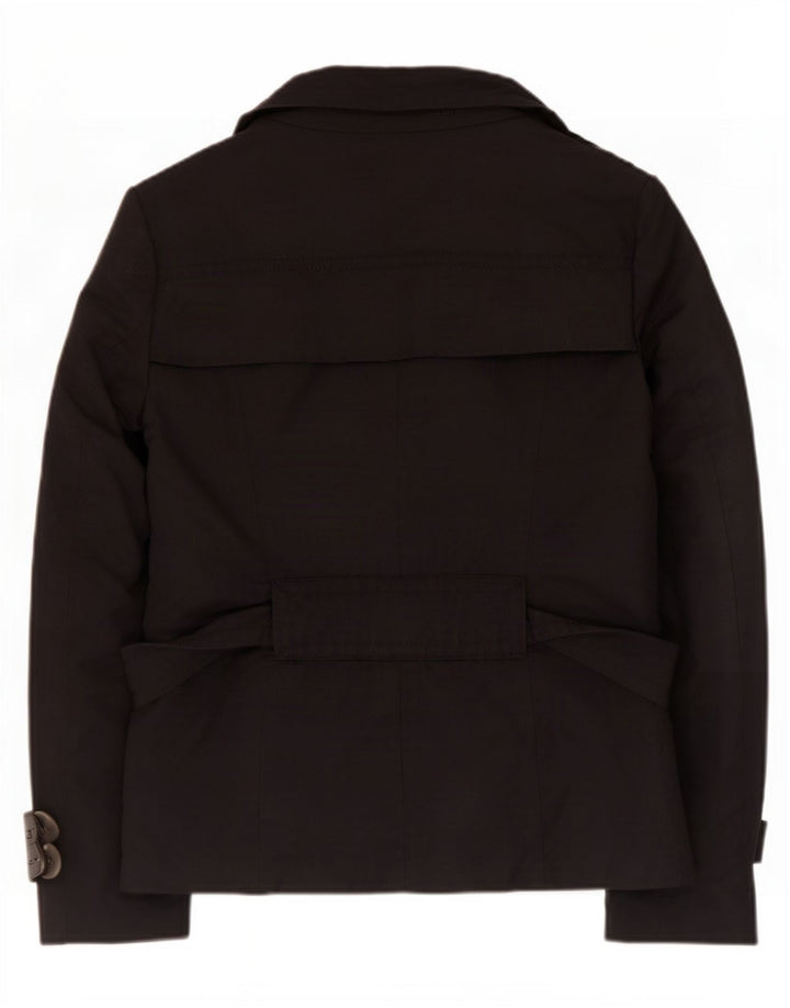 Zara Womens Pea Coat UK 12 Medium Black Cotton