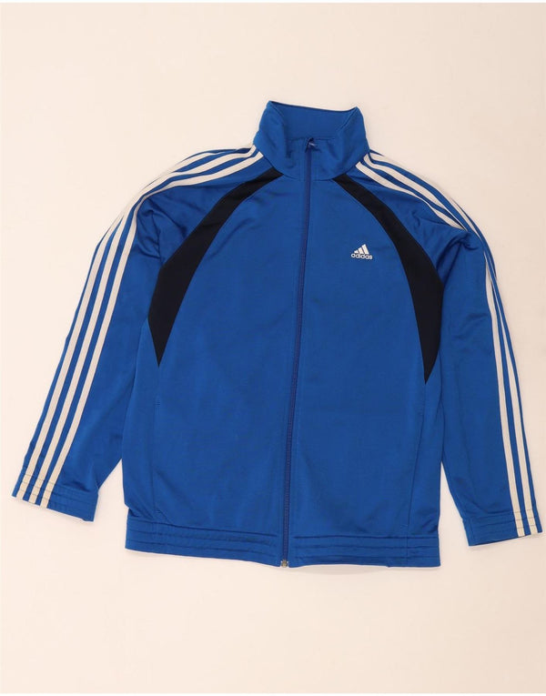 Adidas Boys Tracksuit Top Jacket 15-16 Years Blue Colourblock Polyester
