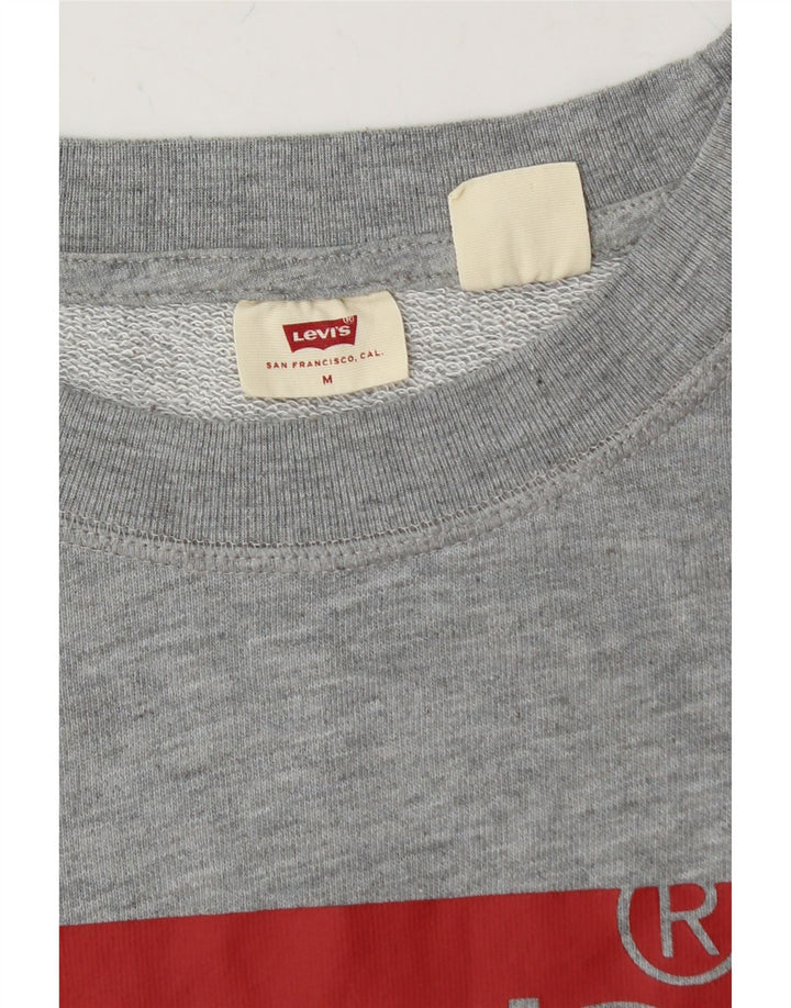 LEVI'S Womens Loose Fit Graphic Sweatshirt Jumper UK 14 Medium Grey Cotton