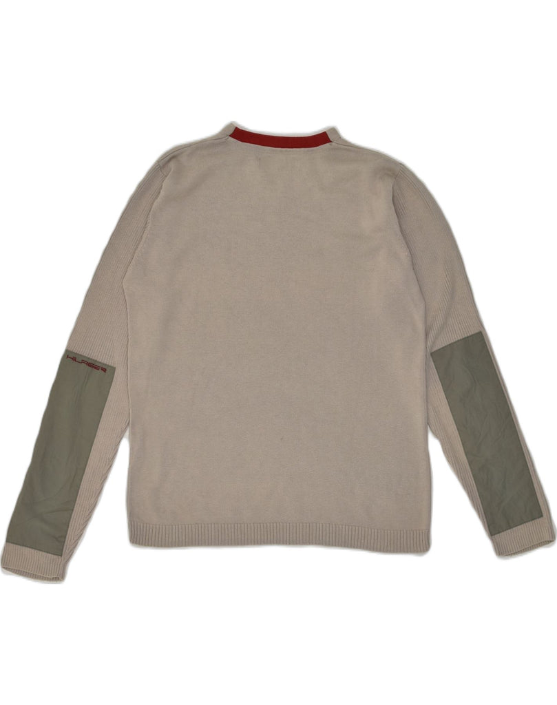 TOMMY HILFIGER Mens V-Neck Jumper Sweater Small Beige Cotton | Vintage Tommy Hilfiger | Thrift | Second-Hand Tommy Hilfiger | Used Clothing | Messina Hembry 