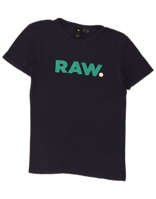 G-Star Mens Graphic T-Shirt Top Small Navy Blue Cotton