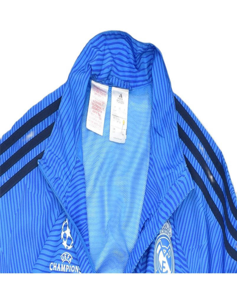 ADIDAS Boys Tracksuit Top Jacket 13-14 Years Blue Striped Polyester | Vintage | Thrift | Second-Hand | Used Clothing | Messina Hembry 