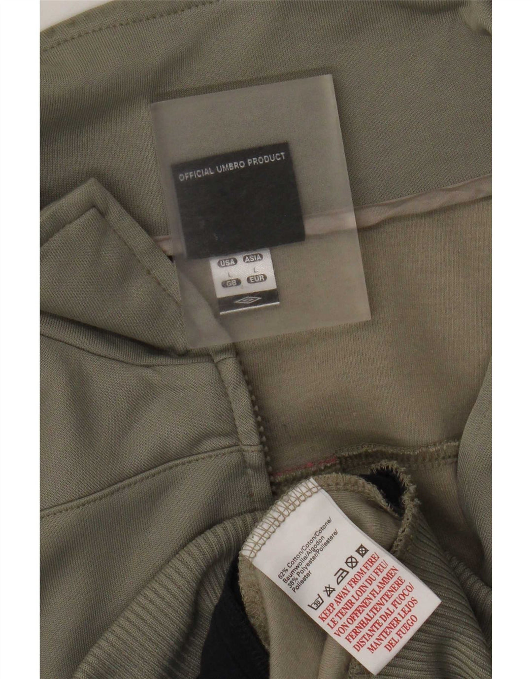 Umbro Mens Tracksuit Top Jacket Large Khaki Colourblock Cotton