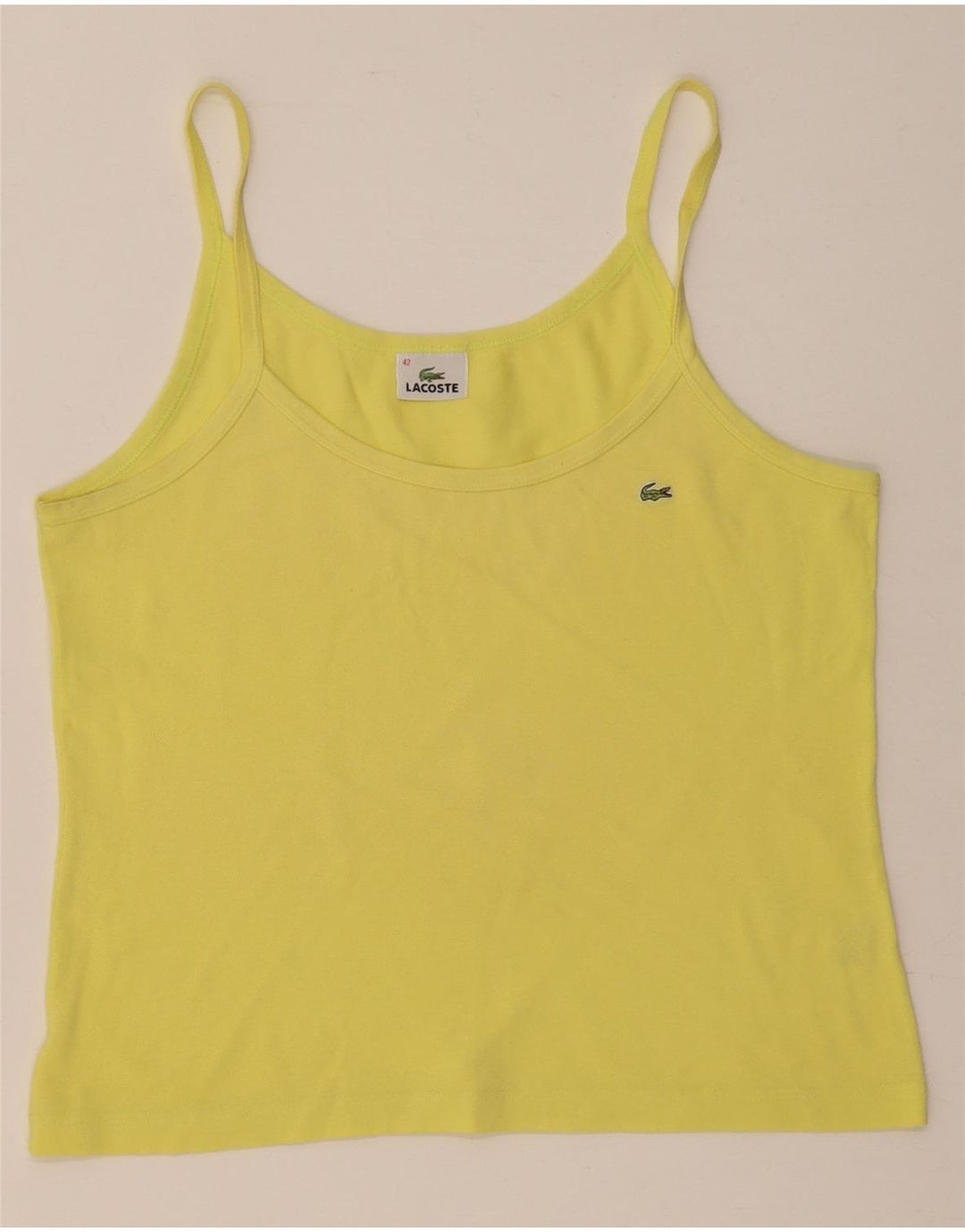 Lacoste Womens Cami Top Size 42 Large Yellow Cotton