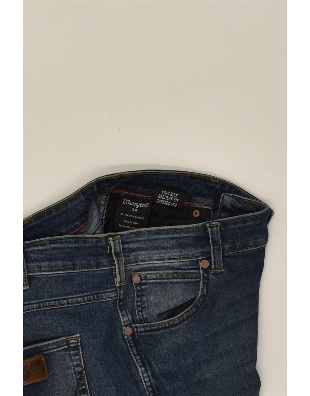 WRANGLER Womens Regular Fit Tapered Jeans W34 L30 Navy Blue Cotton Vintage Wrangler and Second-Hand Wrangler from Messina Hembry 