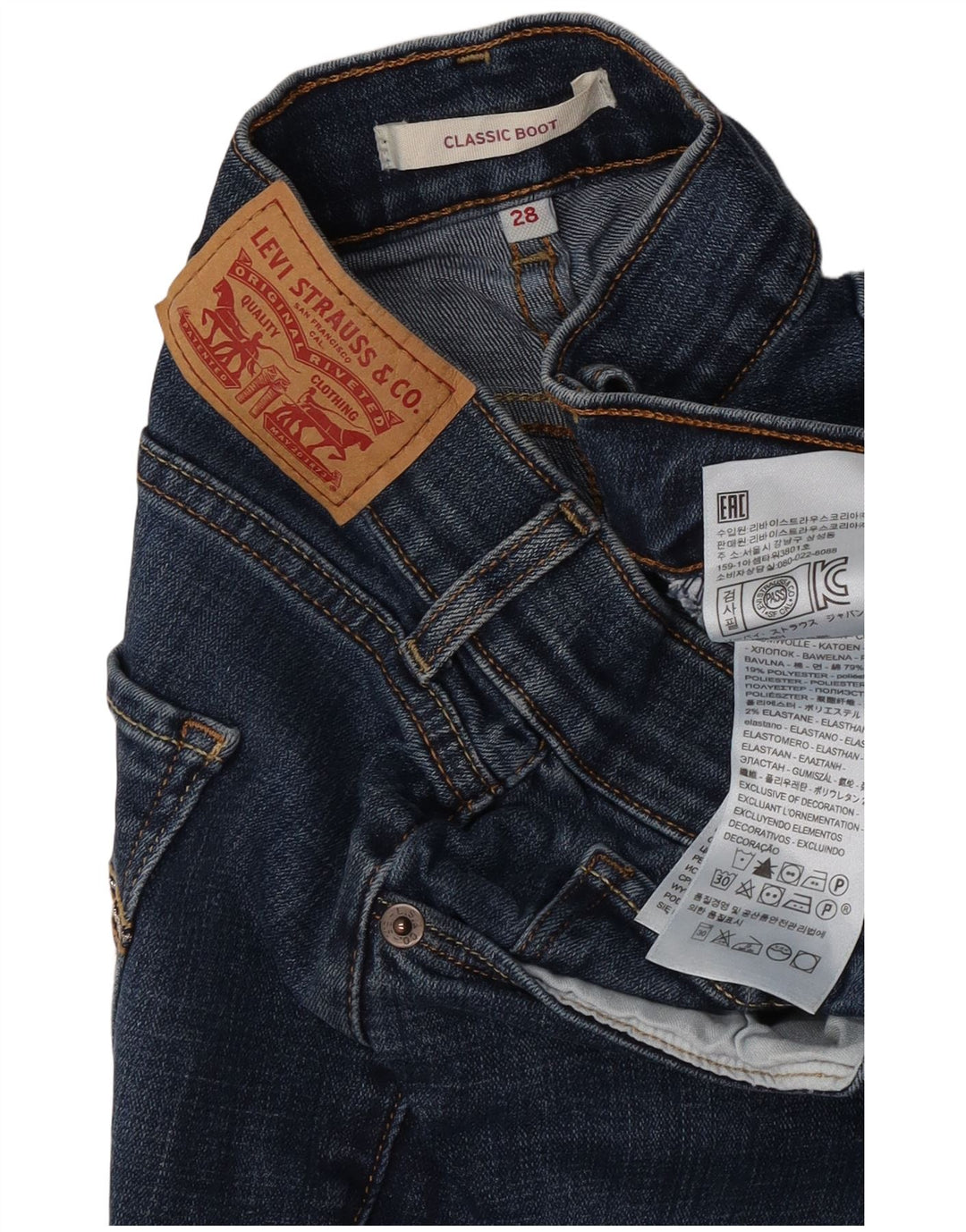 Levi's Womens Classic Bootcut Jeans W28 L32 Blue Cotton