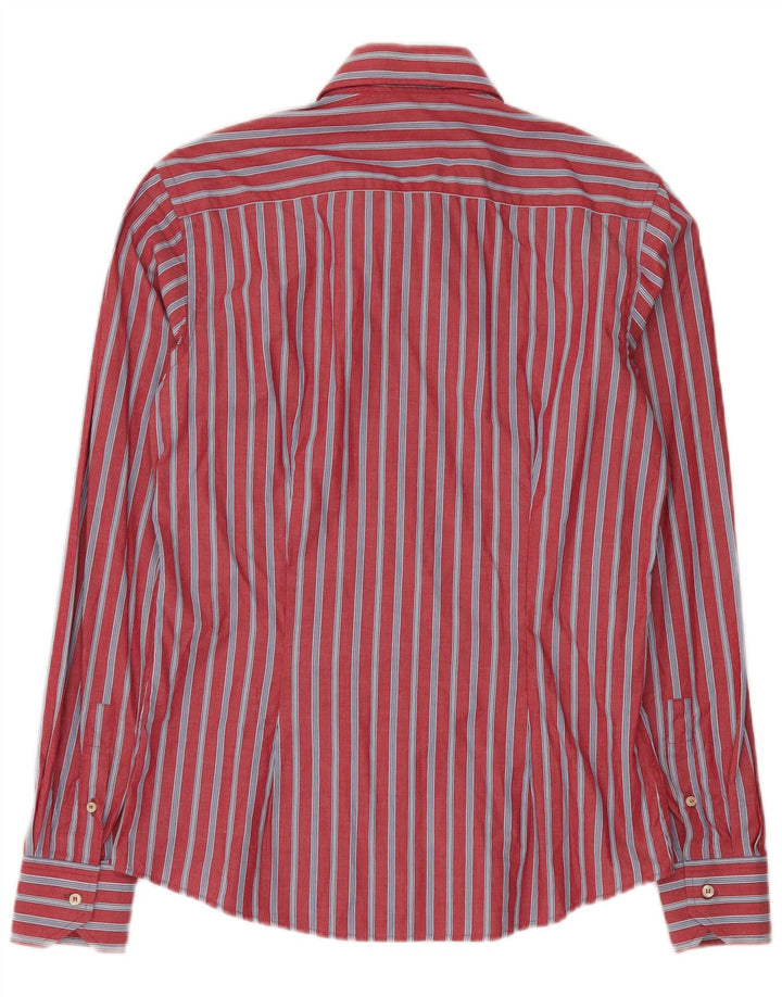 VALENTINO Mens Slim Fit Shirt Size 15 1/2 40 Medium Red Striped Cotton