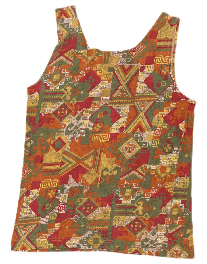 Vintage Womens Crop Vest Top UK 10 Small Multicoloured Geometric