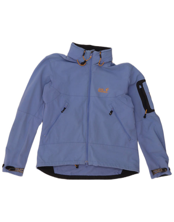 Jack Wolfskin Womens Hooded Rain Jacket UK 14/16 Large Blue Polyamide