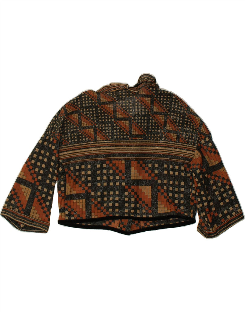 VINTAGE Womens Crop Cardigan Top IT 48 XL Brown Geometric | Vintage Vintage | Thrift | Second-Hand Vintage | Used Clothing | Messina Hembry 