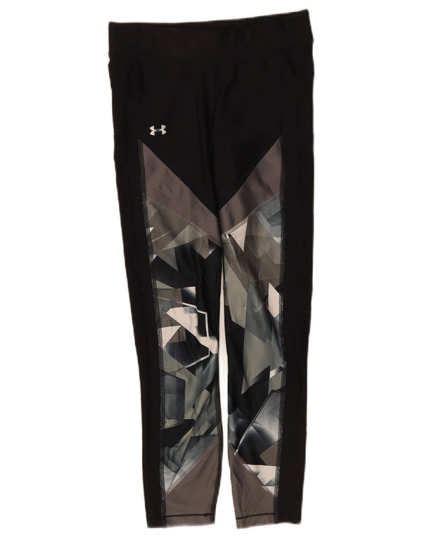 Under Armour Womens Leggings UK 10 Small Black Geometric Polyester