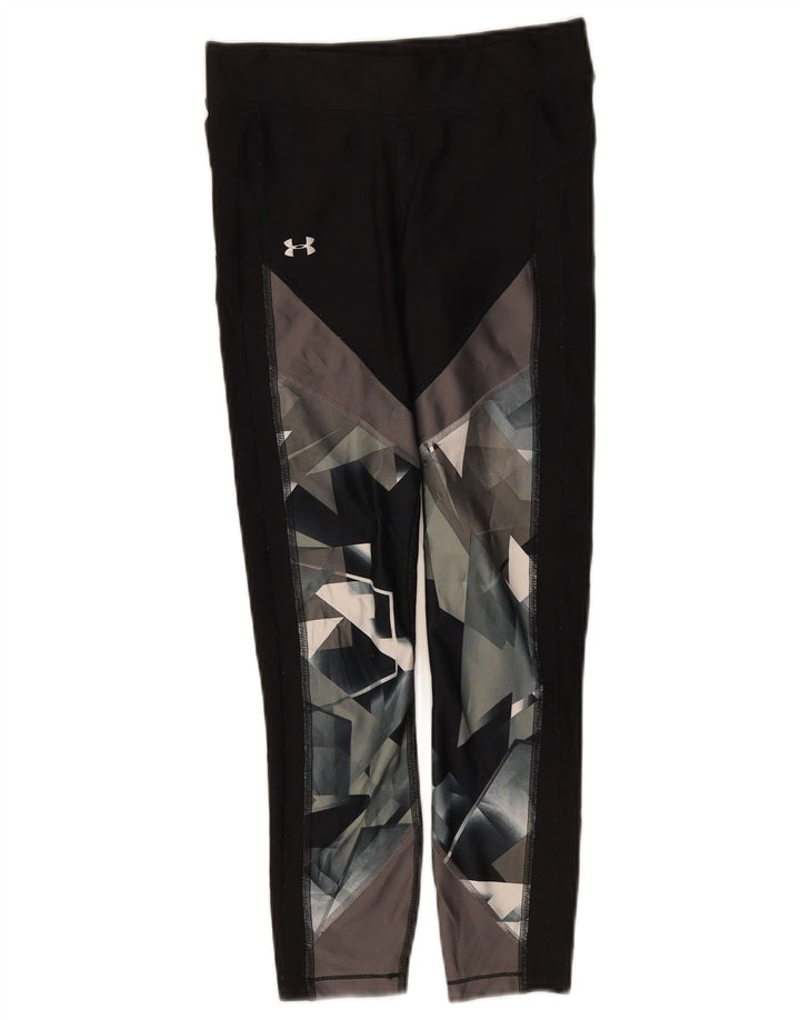 Under Armour Womens Leggings UK 10 Small Black Geometric Polyester