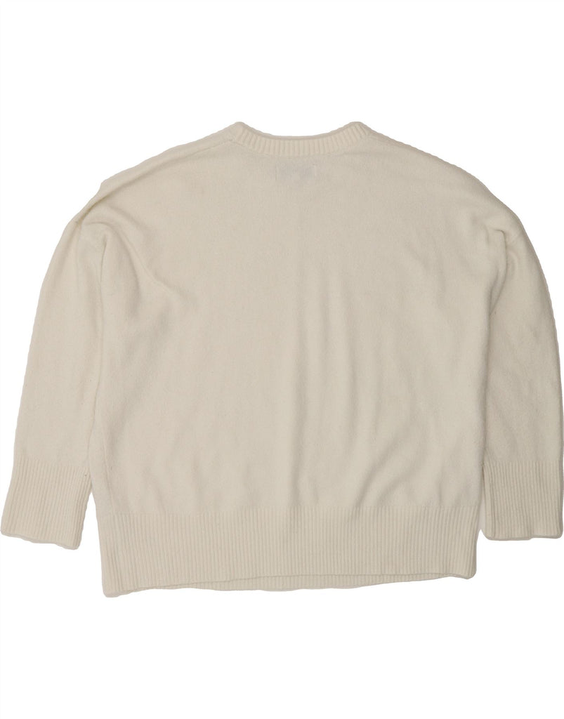 JACK WILLS Womens Oversized Boat Neck Jumper Sweater UK 12 Medium White Vintage Jack Wills and Second-Hand Jack Wills from Messina Hembry 