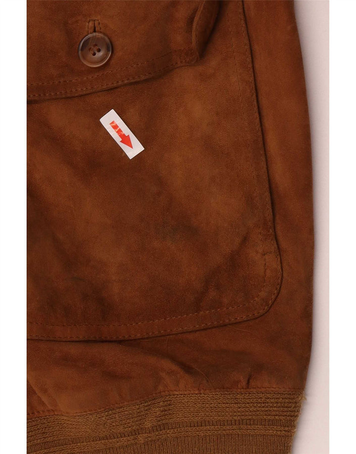 Vintage Mens Suede Bomber Jacket IT 50 Large Brown