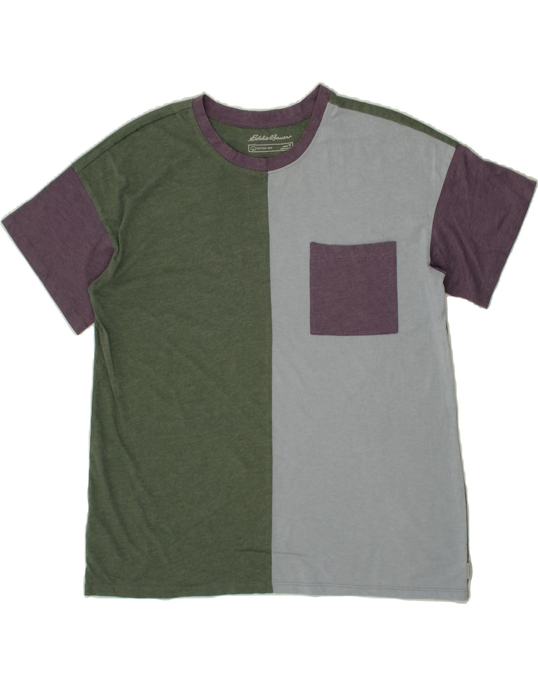 EDDIE BAUER Mens T-Shirt Top Medium Green Colourblock Cotton Vintage Eddie Bauer and Second-Hand Eddie Bauer from Messina Hembry 
