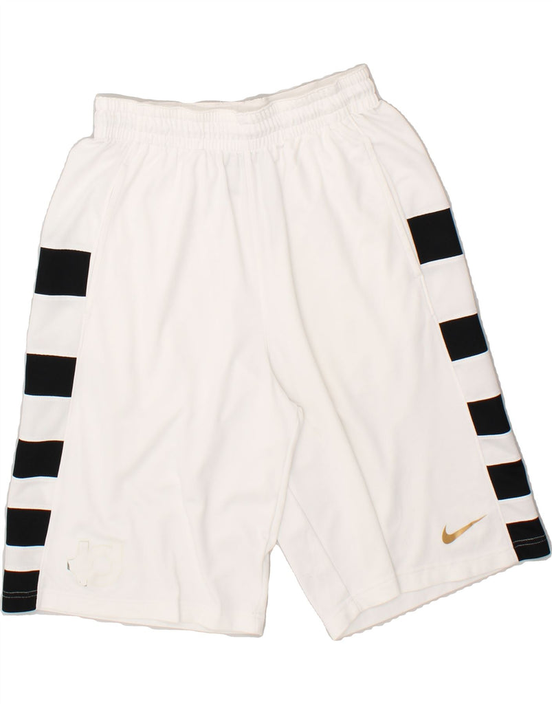 NIKE Mens Sport Shorts Medium White Colourblock Polyester | Vintage Nike | Thrift | Second-Hand Nike | Used Clothing | Messina Hembry 