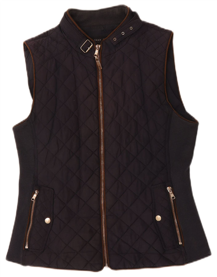 Zara Womens Quilted Gilet UK 14 Large Navy Blue