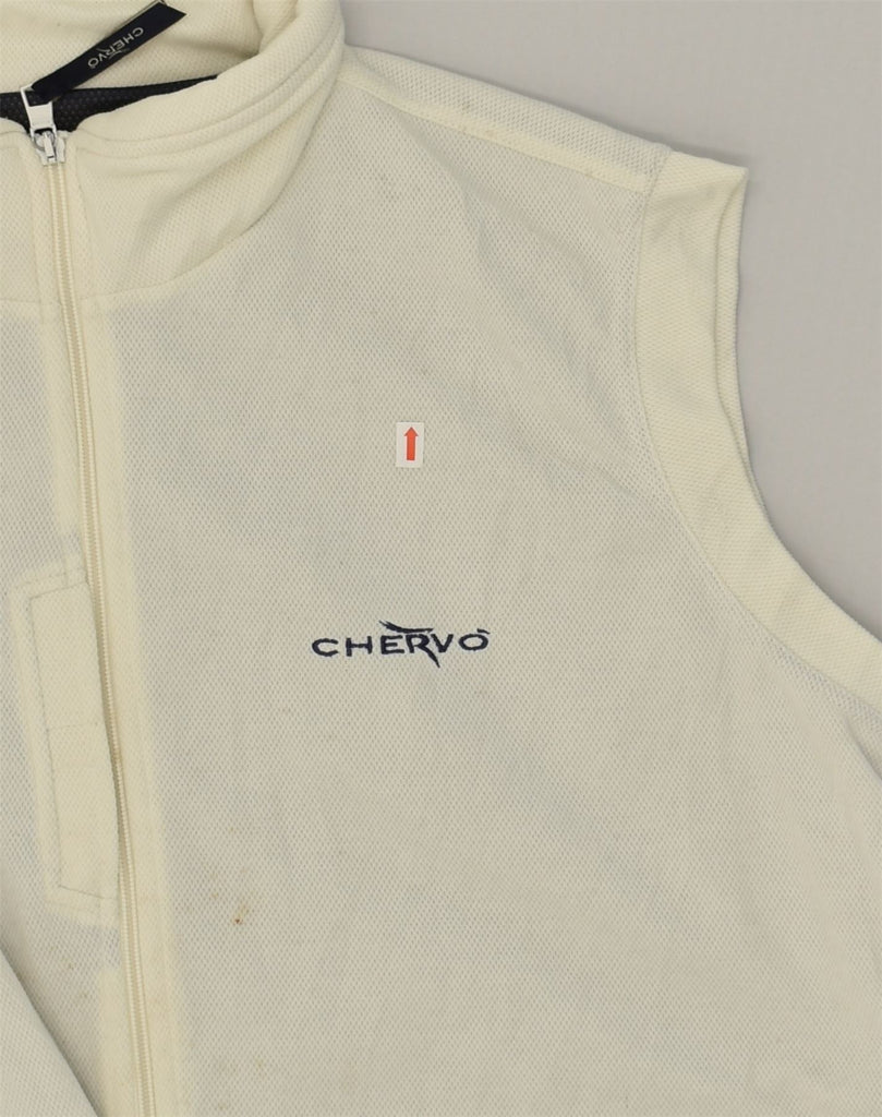 CHERVO Mens Sleeveless Tracksuit Top Jacket UK 44 XL White Polyester | Vintage Chervo | Thrift | Second-Hand Chervo | Used Clothing | Messina Hembry 