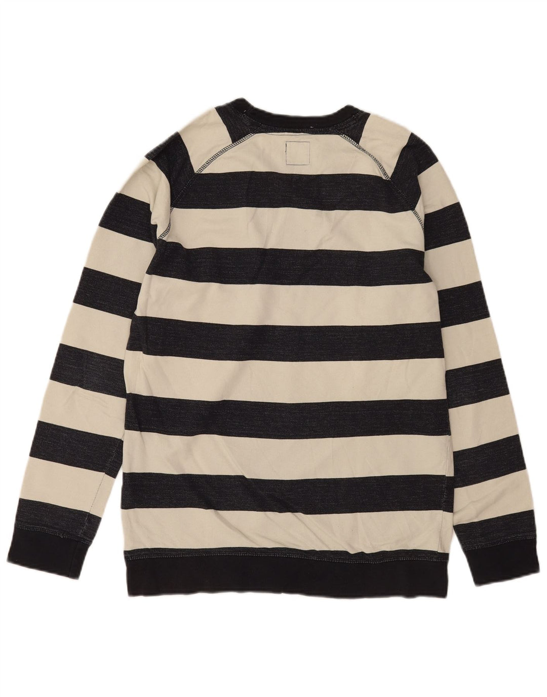 Zara Mens Sweatshirt Jumper XL Off White Striped Cotton