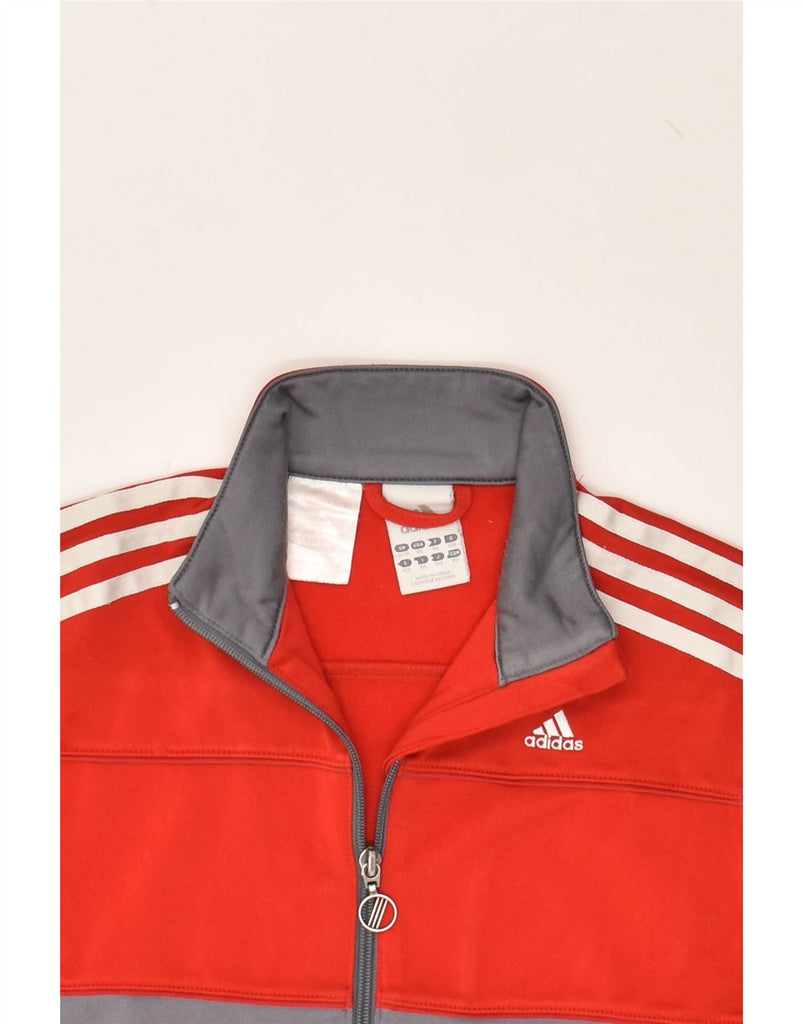 ADIDAS Boys Tracksuit Top Jacket 7-8 Years Small Red Colourblock Polyester | Vintage Adidas | Thrift | Second-Hand Adidas | Used Clothing | Messina Hembry 