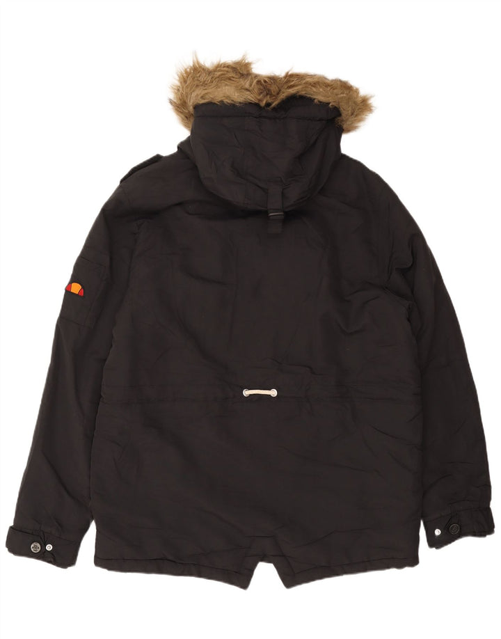 Ellesse Mens Hooded Parka Jacket UK 38 Medium Black Polyester